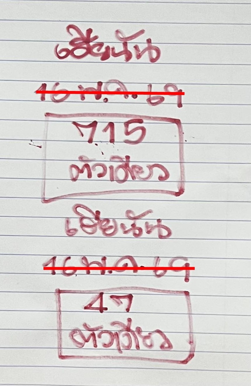 เลขเด็ดหวยเขียนมือ คอหวยตามหาทุกงวด 16/05/69