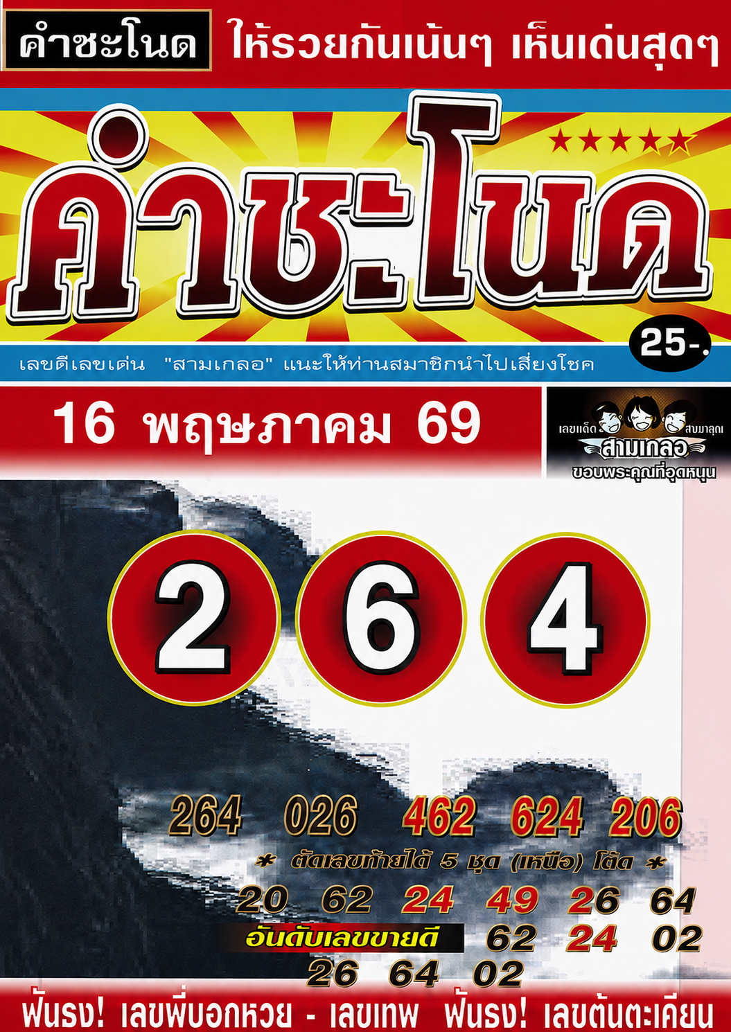 เลขเด็ดพ่อปู่แม่ย่าพญานาค-คำชะโนด งวด 16/05/69