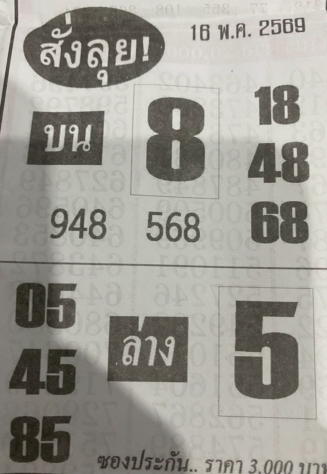 หวยซองสั่งลุย 16/05/69 สำหรับแฟนหวยซองพรุ่งนี้รวย