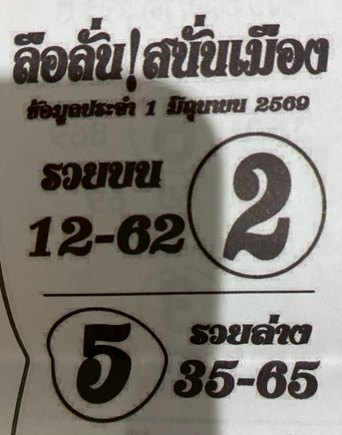 หวยซองลือลั่นสนั่นเมือง 01/06/69