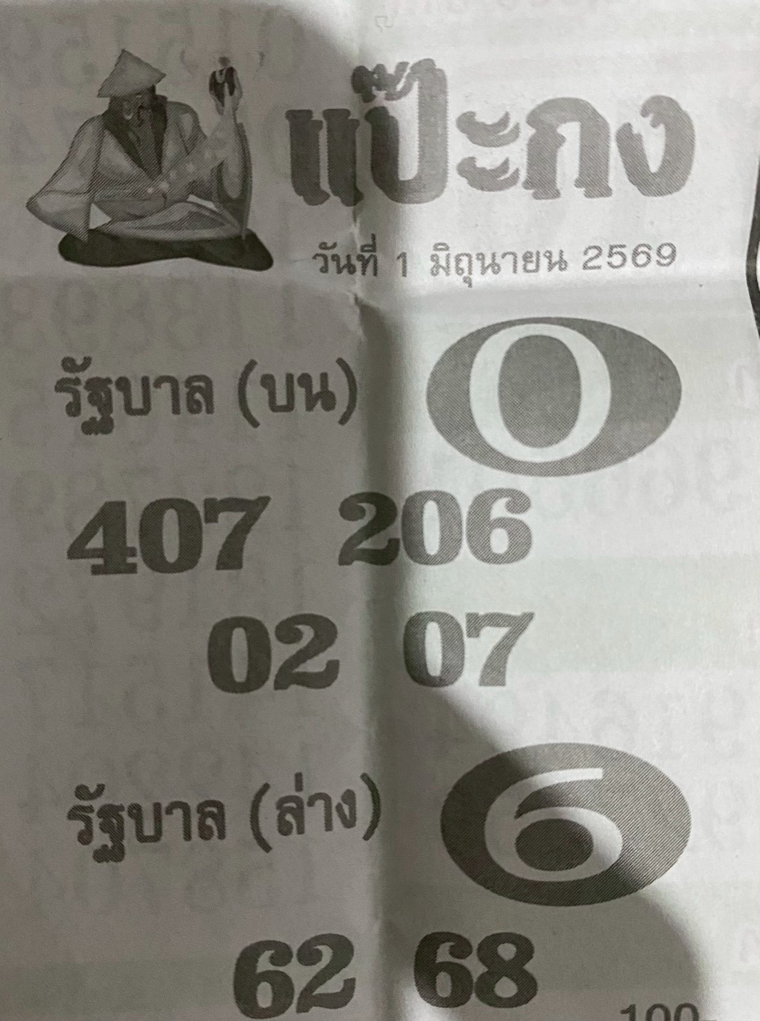 หวยซองแป๊ะกง 01/06/69 สำหรับแฟนหวยชุดแป๊ะกง