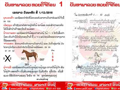 ปัญหาพารวย1/12/2559 – หวยลาว