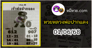 หวยเลขเด็ดหลวงพ่อปากแดง 01/06/68