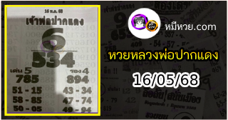หวยเลขเด็ดหลวงพ่อปากแดง 16/05/68
