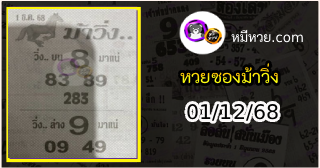 หวยซองม้าวิ่ง 01/12/68 เลขเด็ดงวดนี้