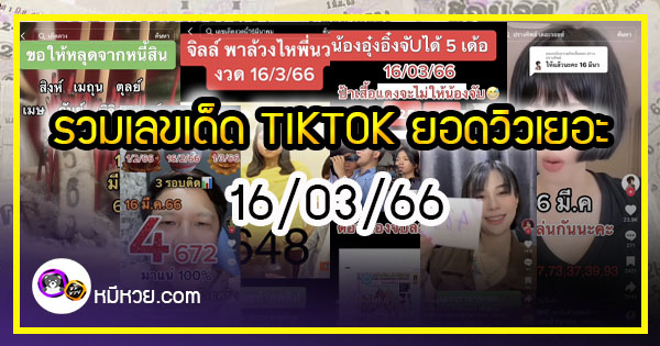 รวมเลขเด็ด TIKTOK ยอดวิวเยอะ 16/03/66 งวดนี้มาส่องต่อ