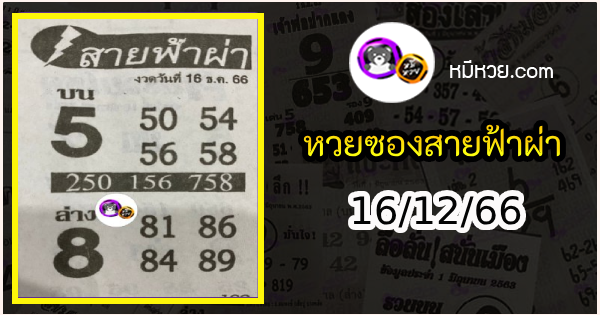 หวยซอง สายฟ้าผ่า 16/12/66