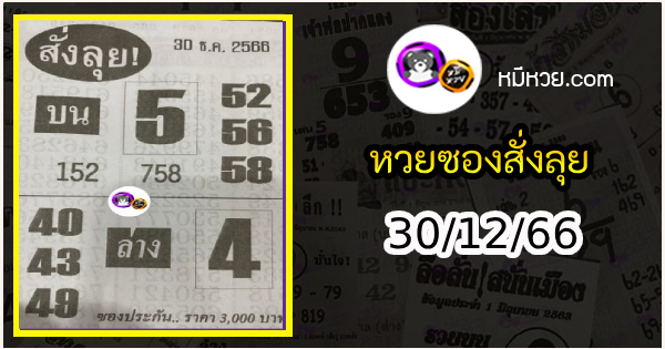 หวยซองสั่งลุย 30/12/66