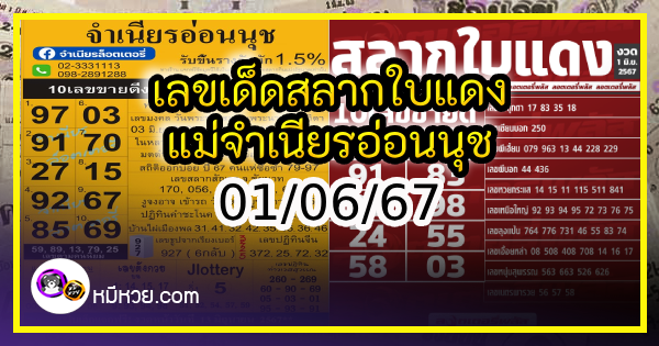 เลขเด็ดสลากใบแดง-แม่จำเนียรอ่อนนุช 01/06/67 [สิบเลขเด็ดขายดี]