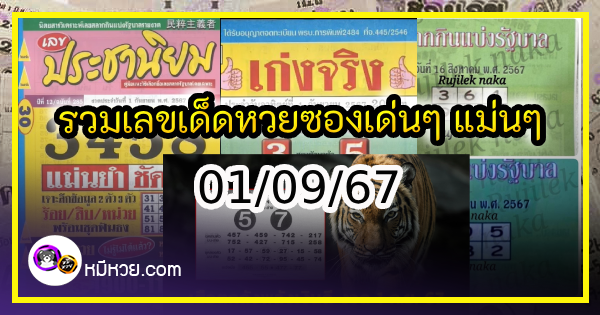 รวมเลขเด็ดหวยซองเด่นๆ แม่นๆ งวด 01/09/67