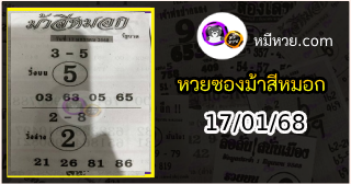 เลขเด็ดงวดนี้ม้าสีหมอก 17/01/68