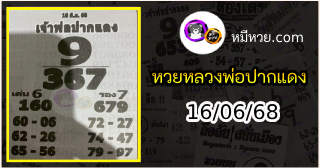 หวยเลขเด็ดหลวงพ่อปากแดง 16/06/68