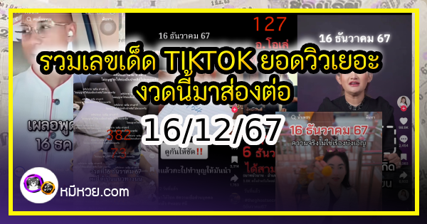 รวมเลขเด็ด TIKTOK ยอดวิวเยอะ 16/12/67 งวดนี้มาส่องต่อ