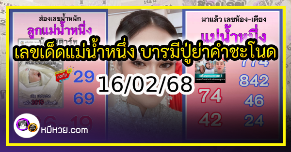 เลขเด็ดแม่น้ำหนึ่ง บารมีปู่-ย่าคำชะโนด งวด 16/02/68