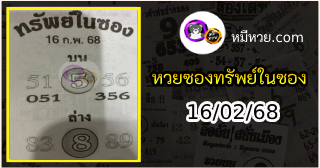 หวยซองทรัพย์ในซอง 16/02/68