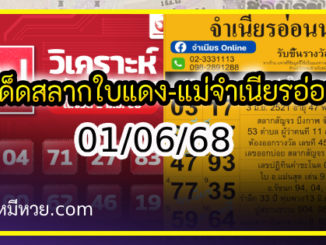 เลขเด็ดสลากใบแดง-แม่จำเนียรอ่อนนุช 01/06/68 [สิบเลขเด็ดขายดี]
