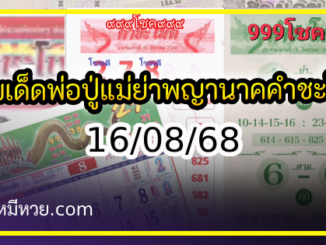 เลขเด็ดพ่อปู่แม่ย่าพญานาค-คำชะโนด งวด 16/08/68
