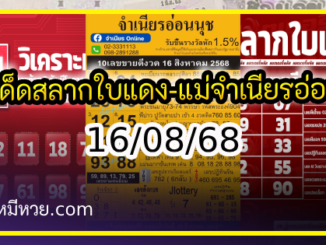 เลขเด็ดสลากใบแดง-แม่จำเนียรอ่อนนุช 16/08/68 [สิบเลขเด็ดขายดี]