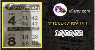 หวยซอง สายฟ้าผ่า 16/08/68