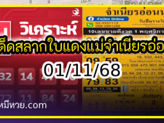 เลขเด็ดสลากใบแดง-แม่จำเนียรอ่อนนุช 01/11/68 [สิบเลขเด็ดขายดี]