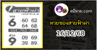หวยซอง สายฟ้าผ่า 16/12/68