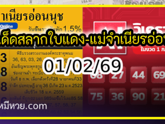 เลขเด็ดสลากใบแดง-แม่จำเนียรอ่อนนุช 01/02/69 [สิบเลขเด็ดขายดี]