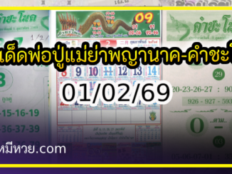 เลขเด็ดพ่อปู่แม่ย่าพญานาค-คำชะโนด งวด 01/02/69